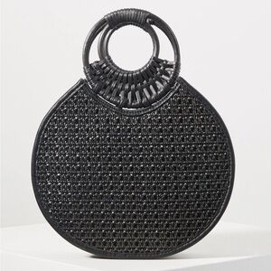 Anthropologie Marianne Black Woven Circle Bag Handbag Purse Crossbody